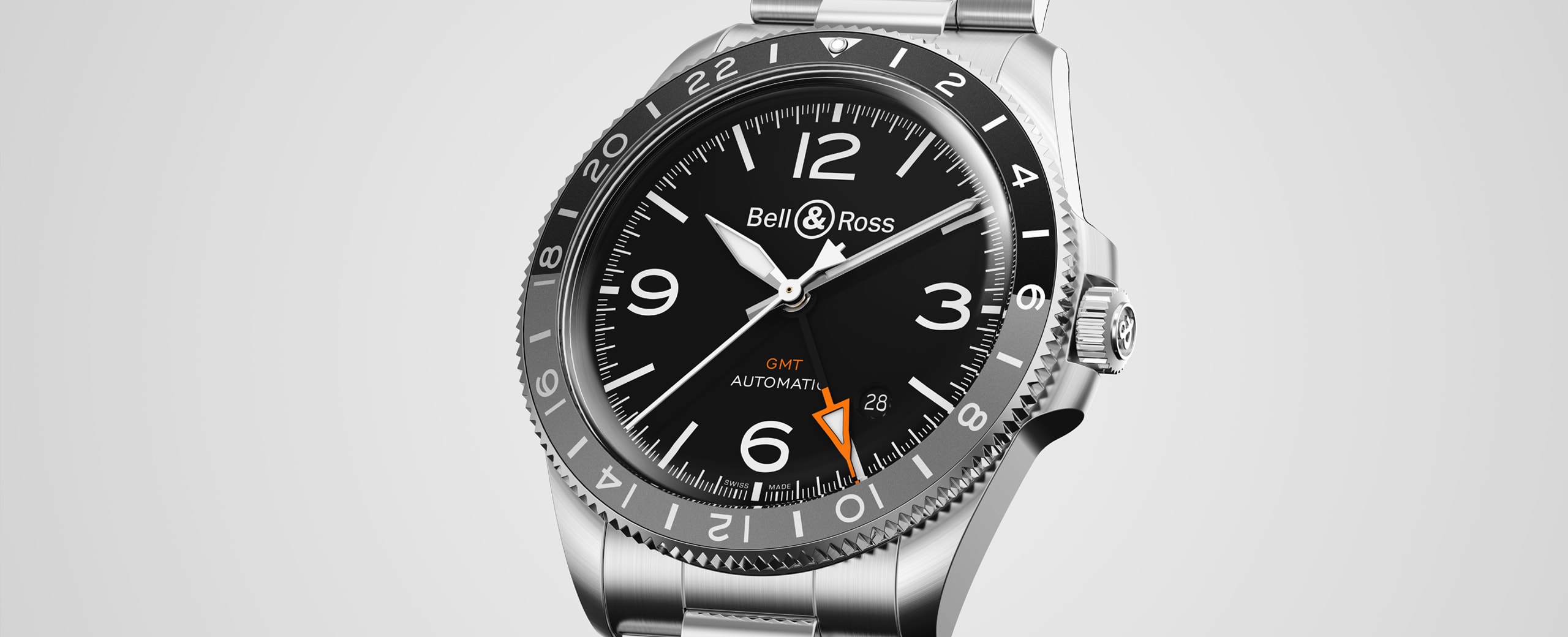 未使用品 ベル&ロス メンズウォッチ GMT24H BRV2-93 41mm ネイビー グリーン オートマチック 自動巻き 腕時計 ネイビー文字盤 BELL&ROSS